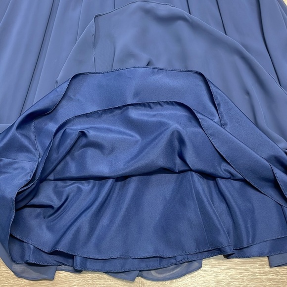 NWOT Allure Bridals Bridesmaid Formal 1221 Dress Navy Chiffon Ruched Strapless 4 - Picture 11 of 16